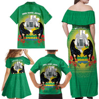 Gabon Independence Day Family Matching Off Shoulder Maxi Dress and Hawaiian Shirt Memorial Leon Mba Monument - Wonder Print Shop