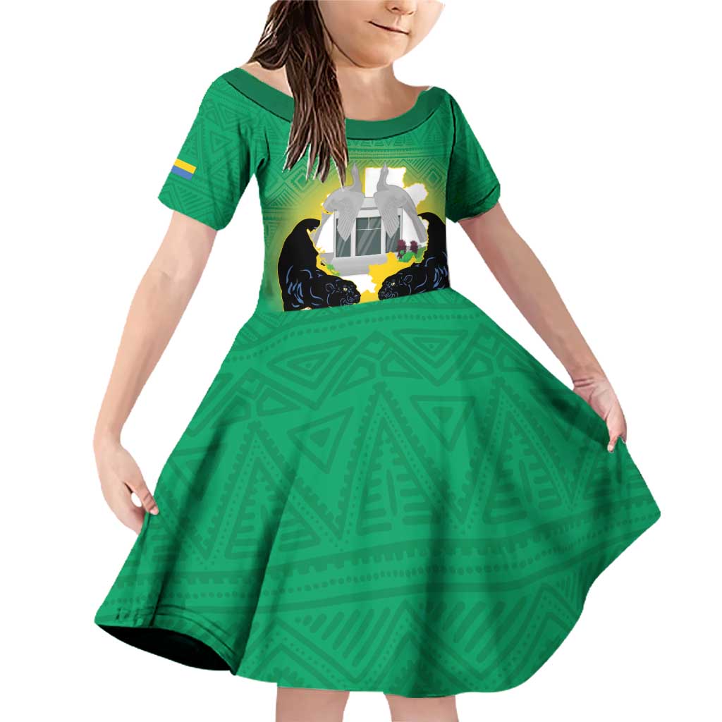 Gabon Independence Day Family Matching Off Shoulder Short Dress and Hawaiian Shirt Memorial Leon Mba Monument - Wonder Print Shop