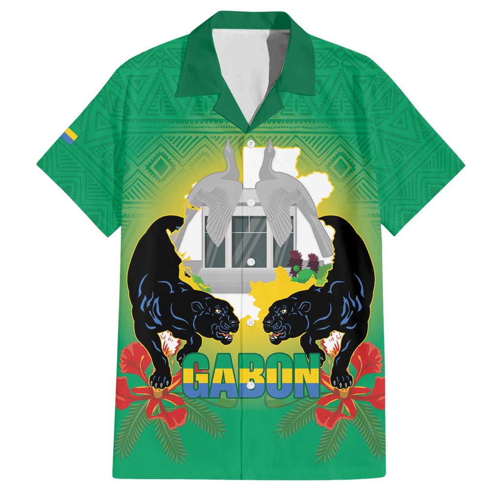 Gabon Independence Day Family Matching Off Shoulder Short Dress and Hawaiian Shirt Memorial Leon Mba Monument - Wonder Print Shop