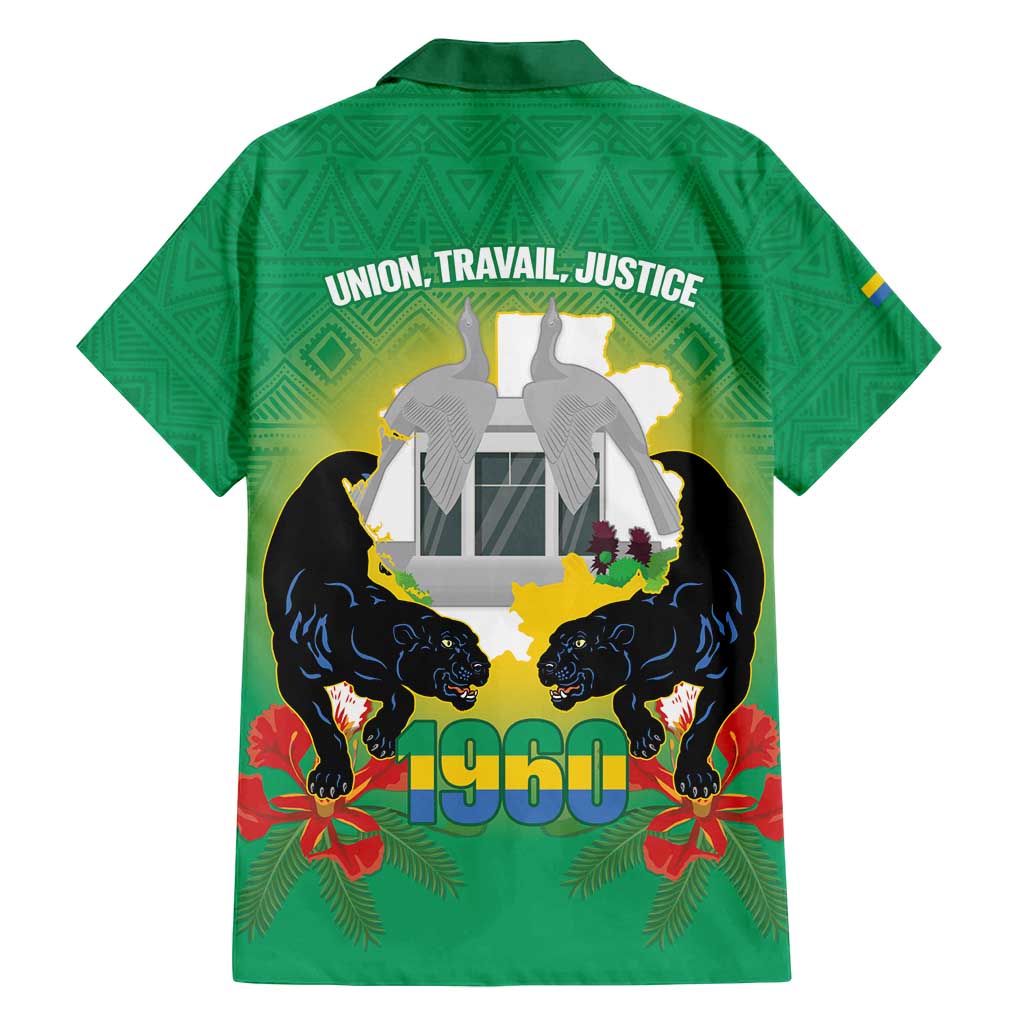 Gabon Independence Day Family Matching Off Shoulder Short Dress and Hawaiian Shirt Memorial Leon Mba Monument - Wonder Print Shop