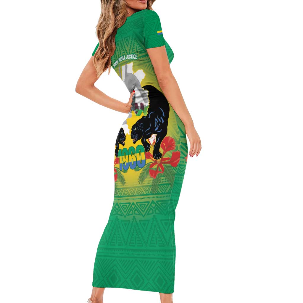 Gabon Independence Day Family Matching Short Sleeve Bodycon Dress and Hawaiian Shirt Memorial Leon Mba Monument - Wonder Print Shop