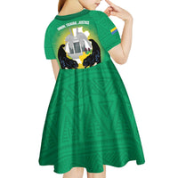 Gabon Independence Day Kid Short Sleeve Dress Memorial Leon Mba Monument - Wonder Print Shop