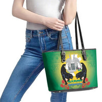Gabon Independence Day Leather Tote Bag Memorial Leon Mba Monument - Wonder Print Shop