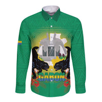 Gabon Independence Day Long Sleeve Button Shirt Memorial Leon Mba Monument - Wonder Print Shop