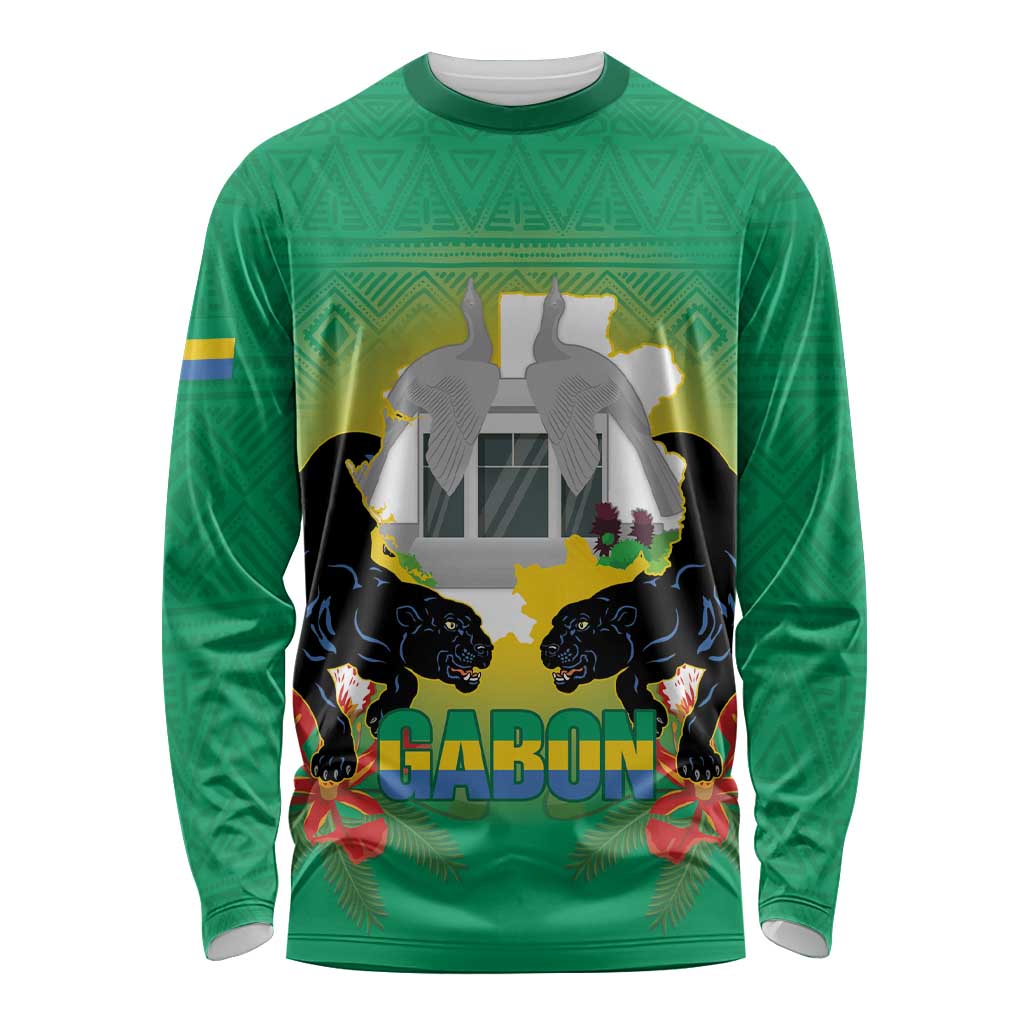 Gabon Independence Day Long Sleeve Shirt Memorial Leon Mba Monument - Wonder Print Shop