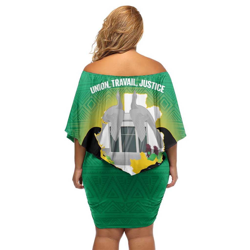 Gabon Independence Day Off Shoulder Short Dress Memorial Leon Mba Monument - Wonder Print Shop