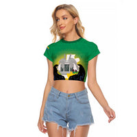 Gabon Independence Day Raglan Cropped T Shirt Memorial Leon Mba Monument - Wonder Print Shop