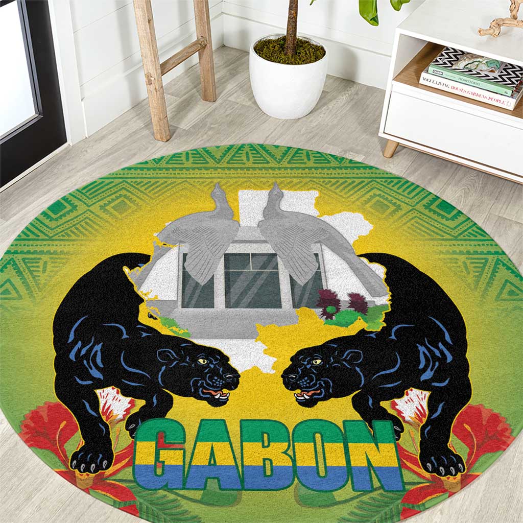 Gabon Independence Day Round Carpet Memorial Leon Mba Monument - Wonder Print Shop