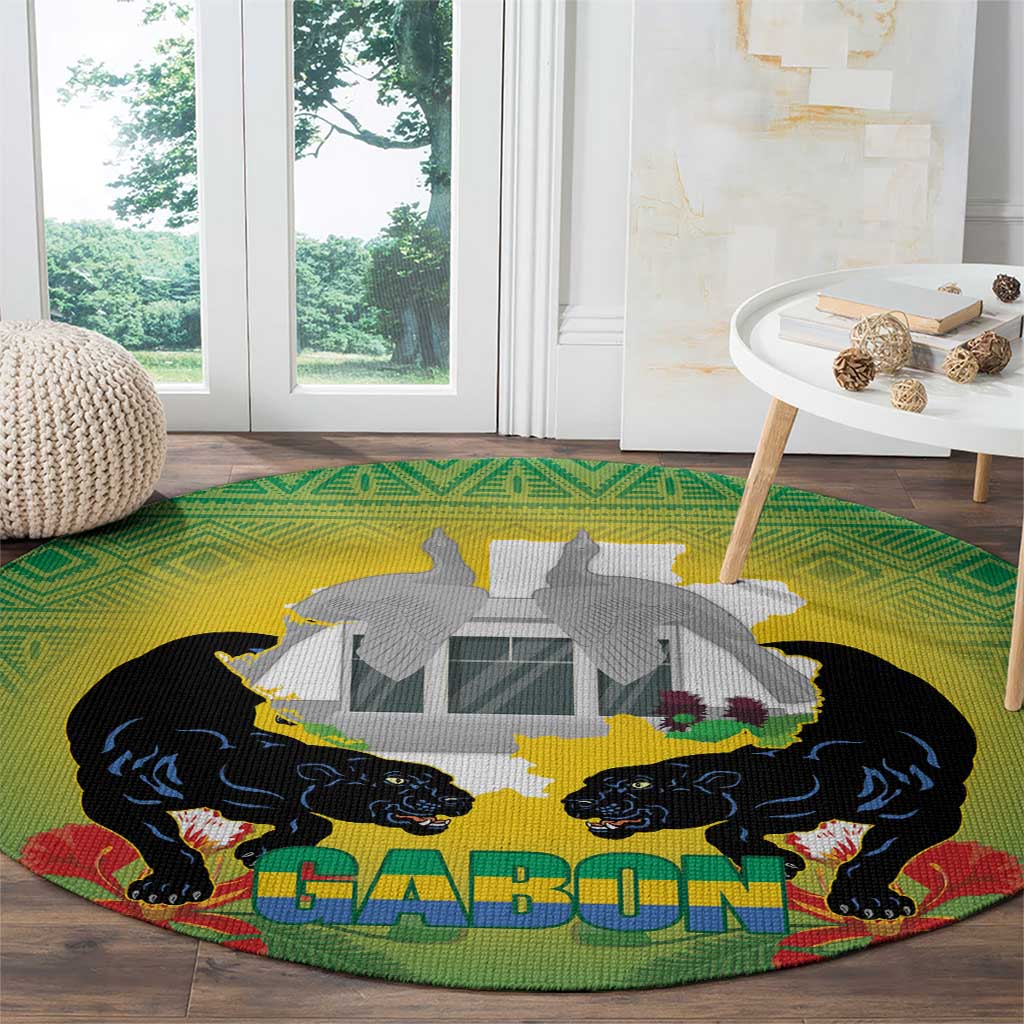 Gabon Independence Day Round Carpet Memorial Leon Mba Monument - Wonder Print Shop