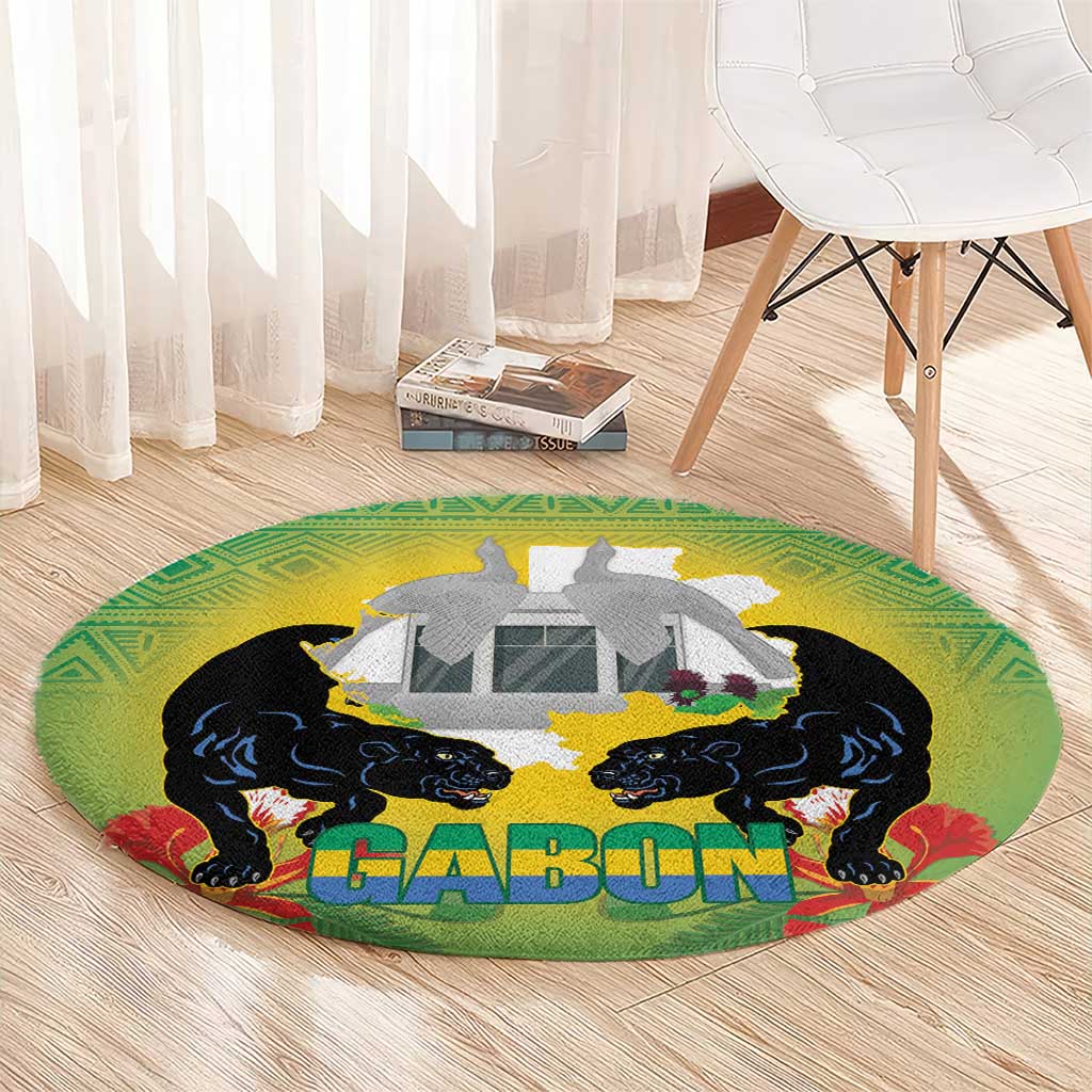 Gabon Independence Day Round Carpet Memorial Leon Mba Monument - Wonder Print Shop