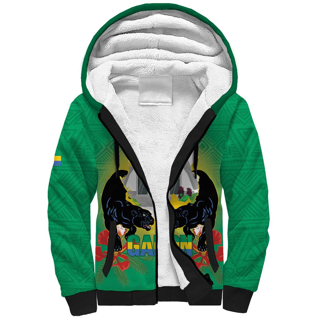 Gabon Independence Day Sherpa Hoodie Memorial Leon Mba Monument - Wonder Print Shop
