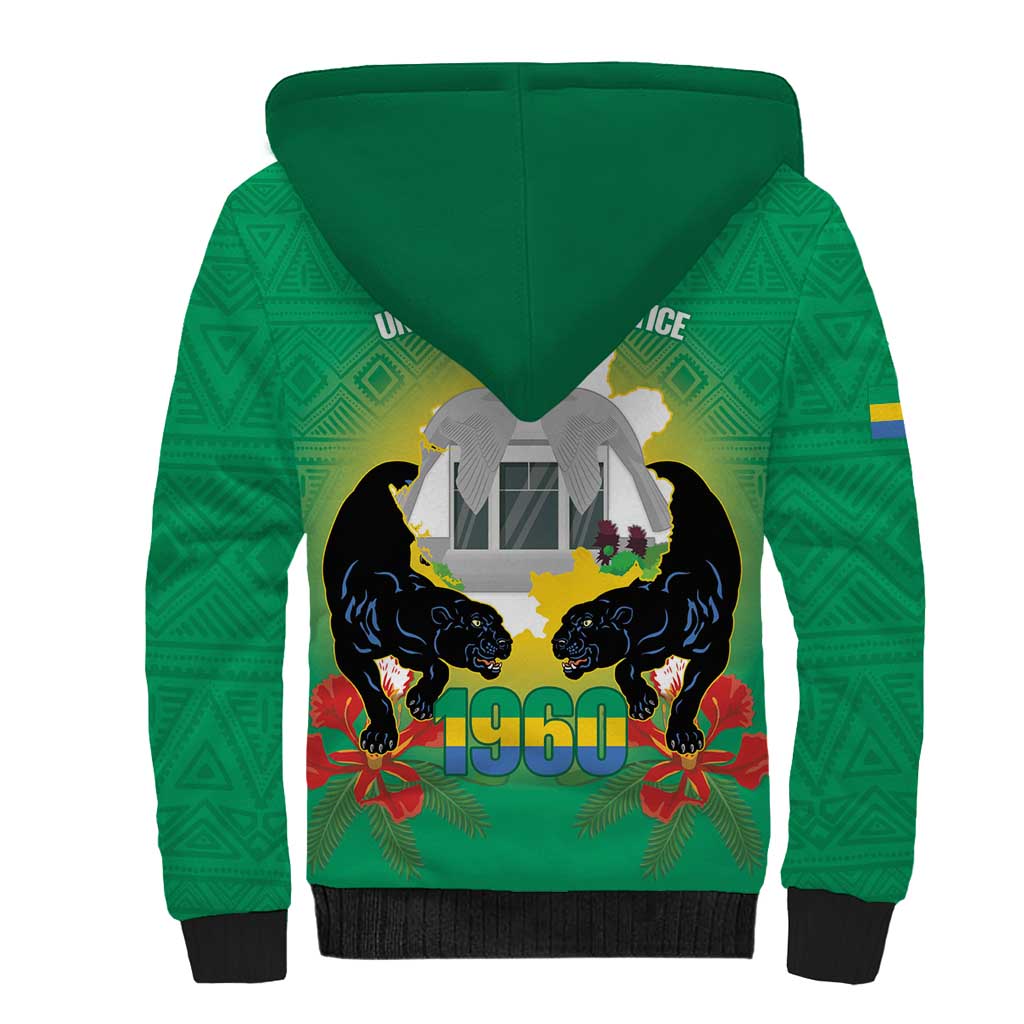 Gabon Independence Day Sherpa Hoodie Memorial Leon Mba Monument - Wonder Print Shop