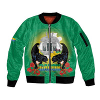 Gabon Independence Day Sleeve Zip Bomber Jacket Memorial Leon Mba Monument - Wonder Print Shop