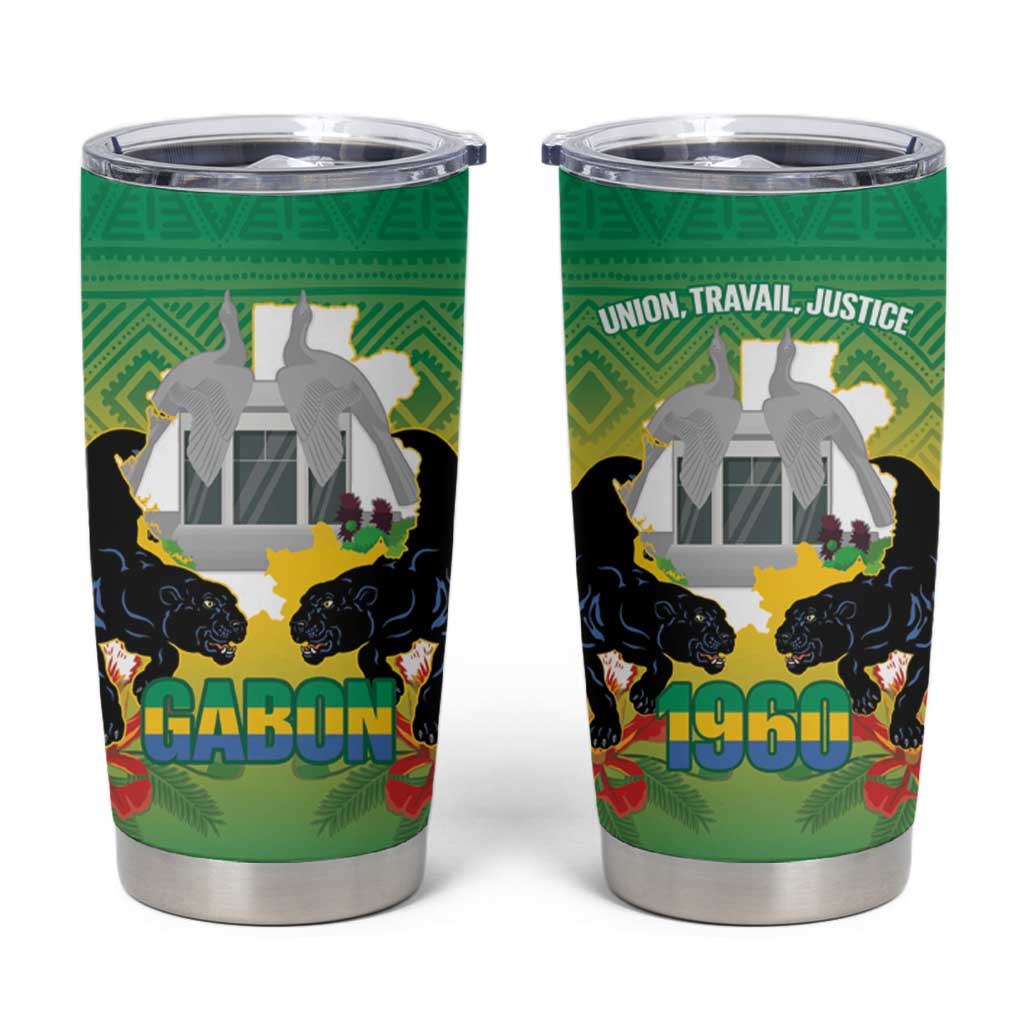 Gabon Independence Day Tumbler Cup Memorial Leon Mba Monument - Wonder Print Shop