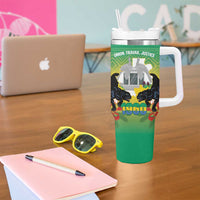 Gabon Independence Day Tumbler With Handle Memorial Leon Mba Monument - Wonder Print Shop