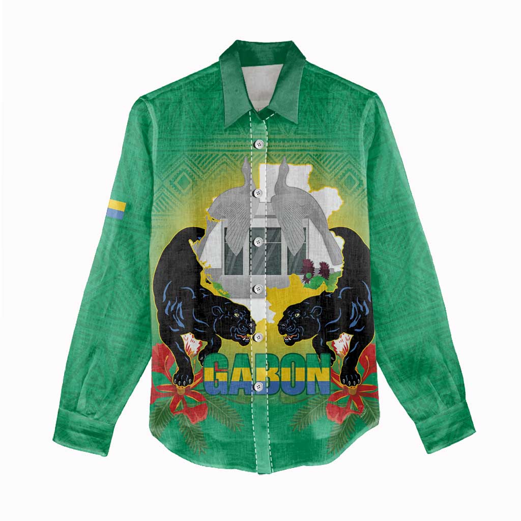 Gabon Independence Day Women Casual Shirt Memorial Leon Mba Monument - Wonder Print Shop