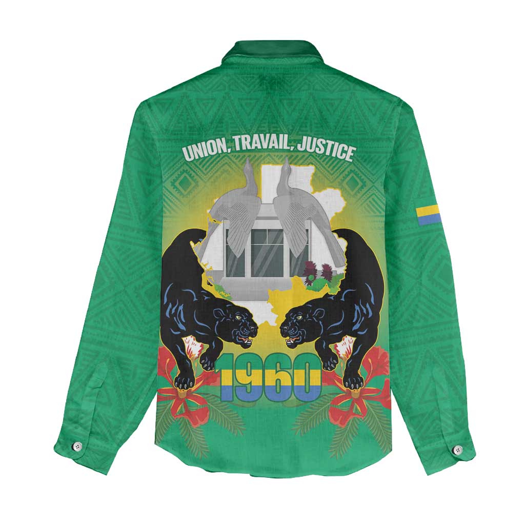 Gabon Independence Day Women Casual Shirt Memorial Leon Mba Monument - Wonder Print Shop