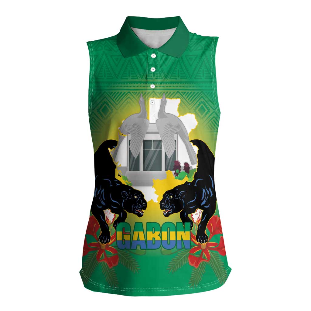 Gabon Independence Day Women Sleeveless Polo Shirt Memorial Leon Mba Monument - Wonder Print Shop
