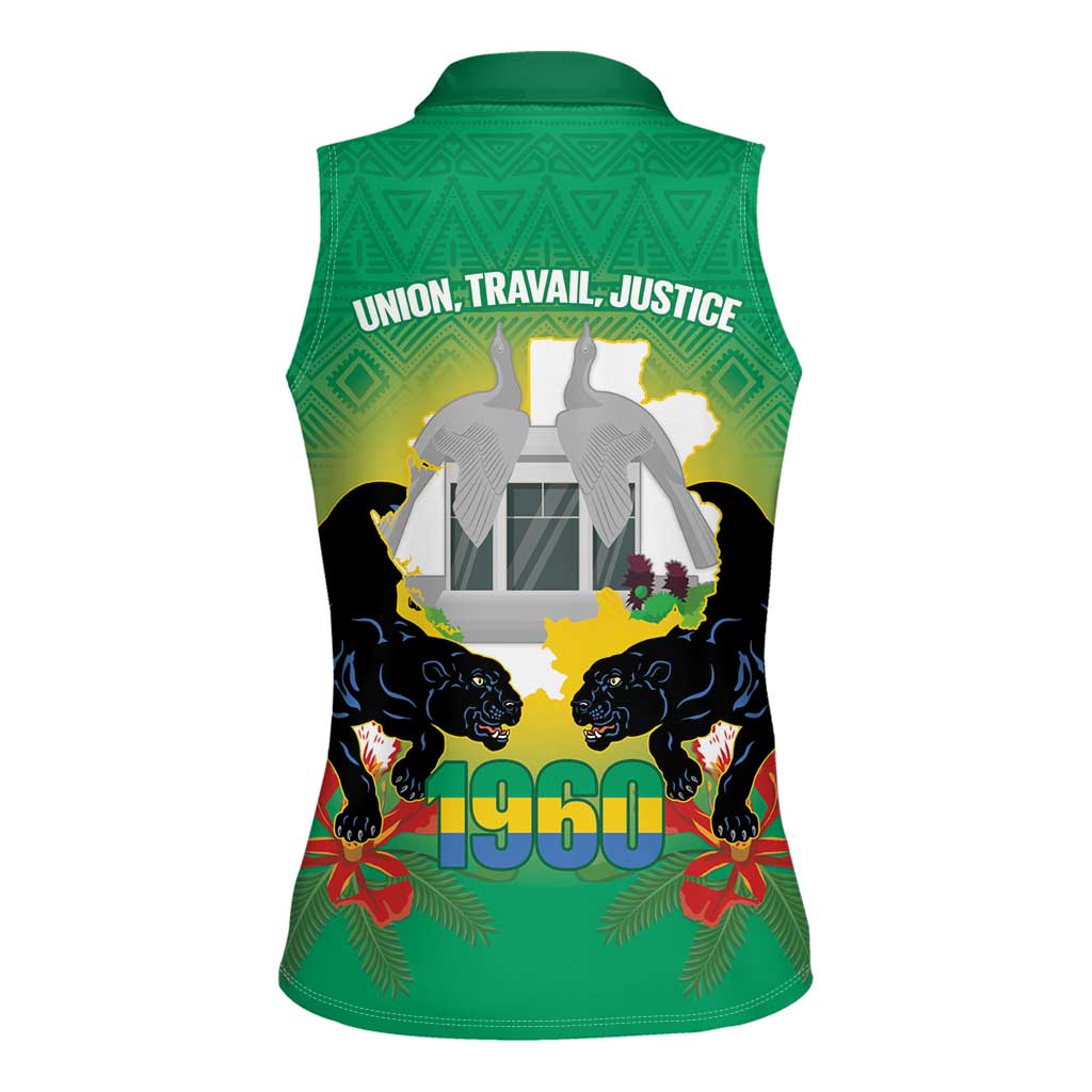 Gabon Independence Day Women Sleeveless Polo Shirt Memorial Leon Mba Monument - Wonder Print Shop