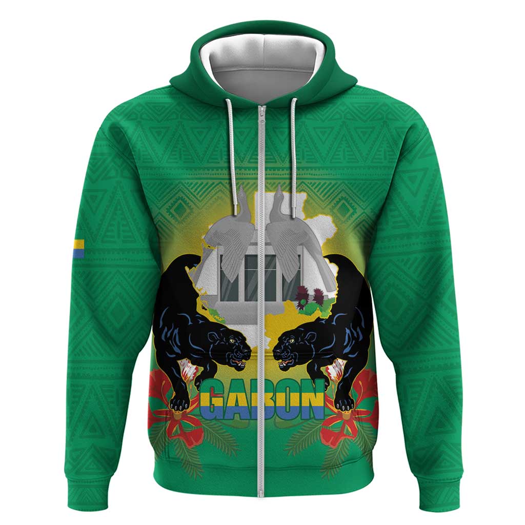 Gabon Independence Day Zip Hoodie Memorial Leon Mba Monument - Wonder Print Shop