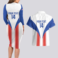 Custom Paraguay Football Couples Matching Long Sleeve Bodycon Dress and Hawaiian Shirt Come On Las Guaranies - Wonder Print Shop