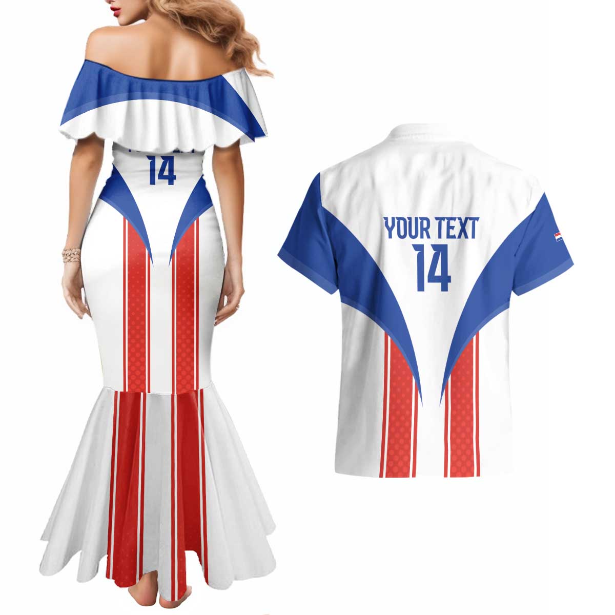 Custom Paraguay Football Couples Matching Mermaid Dress and Hawaiian Shirt Come On Las Guaranies - Wonder Print Shop