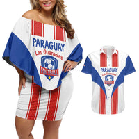 Custom Paraguay Football Couples Matching Off Shoulder Short Dress and Hawaiian Shirt Come On Las Guaranies - Wonder Print Shop