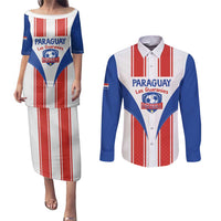 Custom Paraguay Football Couples Matching Puletasi and Long Sleeve Button Shirt Come On Las Guaranies - Wonder Print Shop