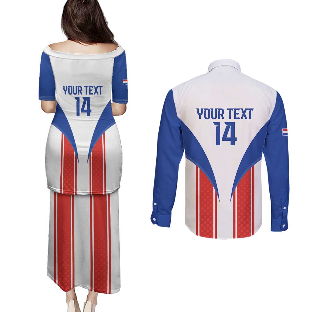 Custom Paraguay Football Couples Matching Puletasi and Long Sleeve Button Shirt Come On Las Guaranies - Wonder Print Shop