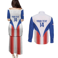 Custom Paraguay Football Couples Matching Puletasi and Long Sleeve Button Shirt Come On Las Guaranies - Wonder Print Shop