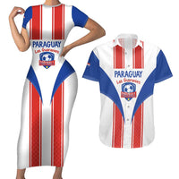 Custom Paraguay Football Couples Matching Short Sleeve Bodycon Dress and Hawaiian Shirt Come On Las Guaranies - Wonder Print Shop