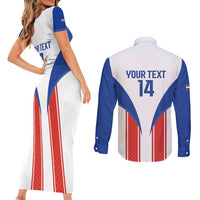 Custom Paraguay Football Couples Matching Short Sleeve Bodycon Dress and Long Sleeve Button Shirt Come On Las Guaranies - Wonder Print Shop