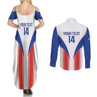 Custom Paraguay Football Couples Matching Summer Maxi Dress and Long Sleeve Button Shirt Come On Las Guaranies - Wonder Print Shop