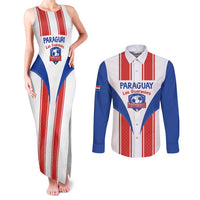 Custom Paraguay Football Couples Matching Tank Maxi Dress and Long Sleeve Button Shirt Come On Las Guaranies - Wonder Print Shop