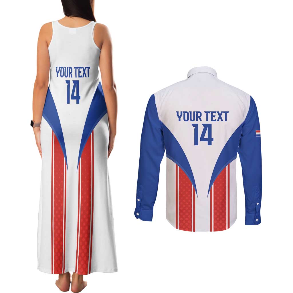 Custom Paraguay Football Couples Matching Tank Maxi Dress and Long Sleeve Button Shirt Come On Las Guaranies - Wonder Print Shop