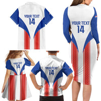 Custom Paraguay Football Family Matching Long Sleeve Bodycon Dress and Hawaiian Shirt Come On Las Guaranies - Wonder Print Shop