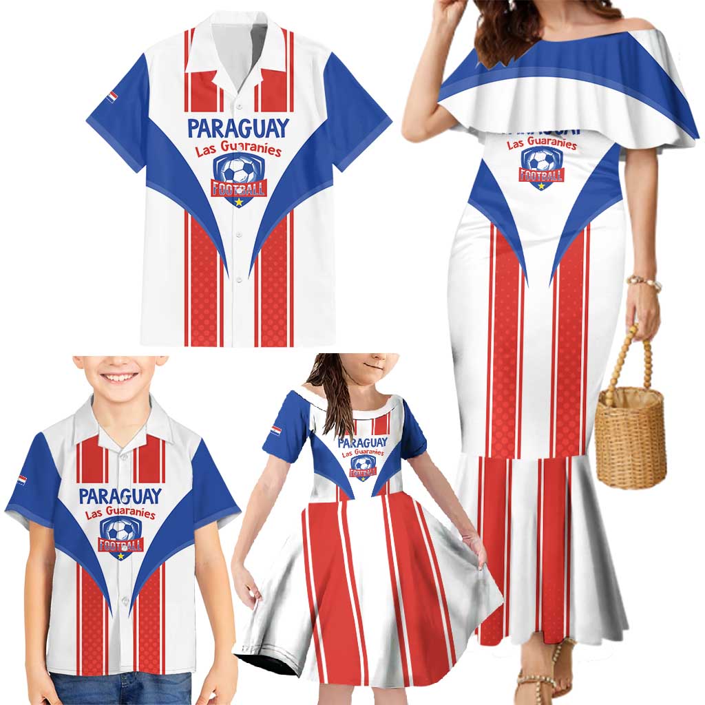 Custom Paraguay Football Family Matching Mermaid Dress and Hawaiian Shirt Come On Las Guaranies - Wonder Print Shop
