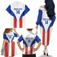 Custom Paraguay Football Family Matching Off The Shoulder Long Sleeve Dress and Hawaiian Shirt Come On Las Guaranies - Wonder Print Shop