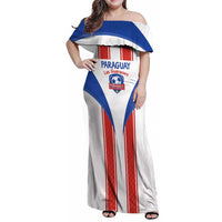 Custom Paraguay Football Family Matching Off Shoulder Maxi Dress and Hawaiian Shirt Come On Las Guaranies - Wonder Print Shop