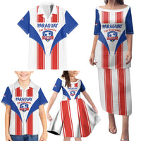 Custom Paraguay Football Family Matching Puletasi and Hawaiian Shirt Come On Las Guaranies - Wonder Print Shop