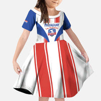 Custom Paraguay Football Family Matching Short Sleeve Bodycon Dress and Hawaiian Shirt Come On Las Guaranies - Wonder Print Shop