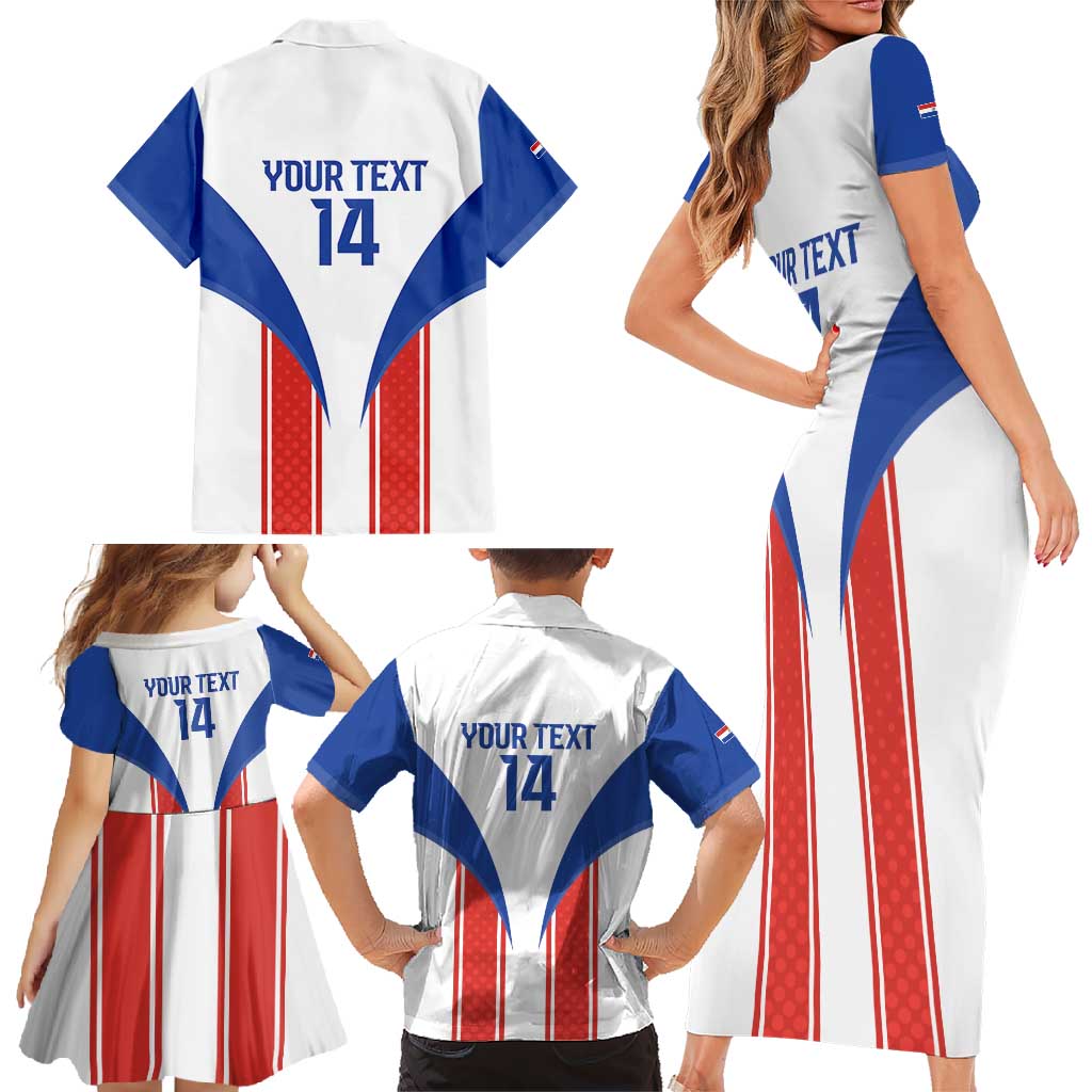 Custom Paraguay Football Family Matching Short Sleeve Bodycon Dress and Hawaiian Shirt Come On Las Guaranies - Wonder Print Shop