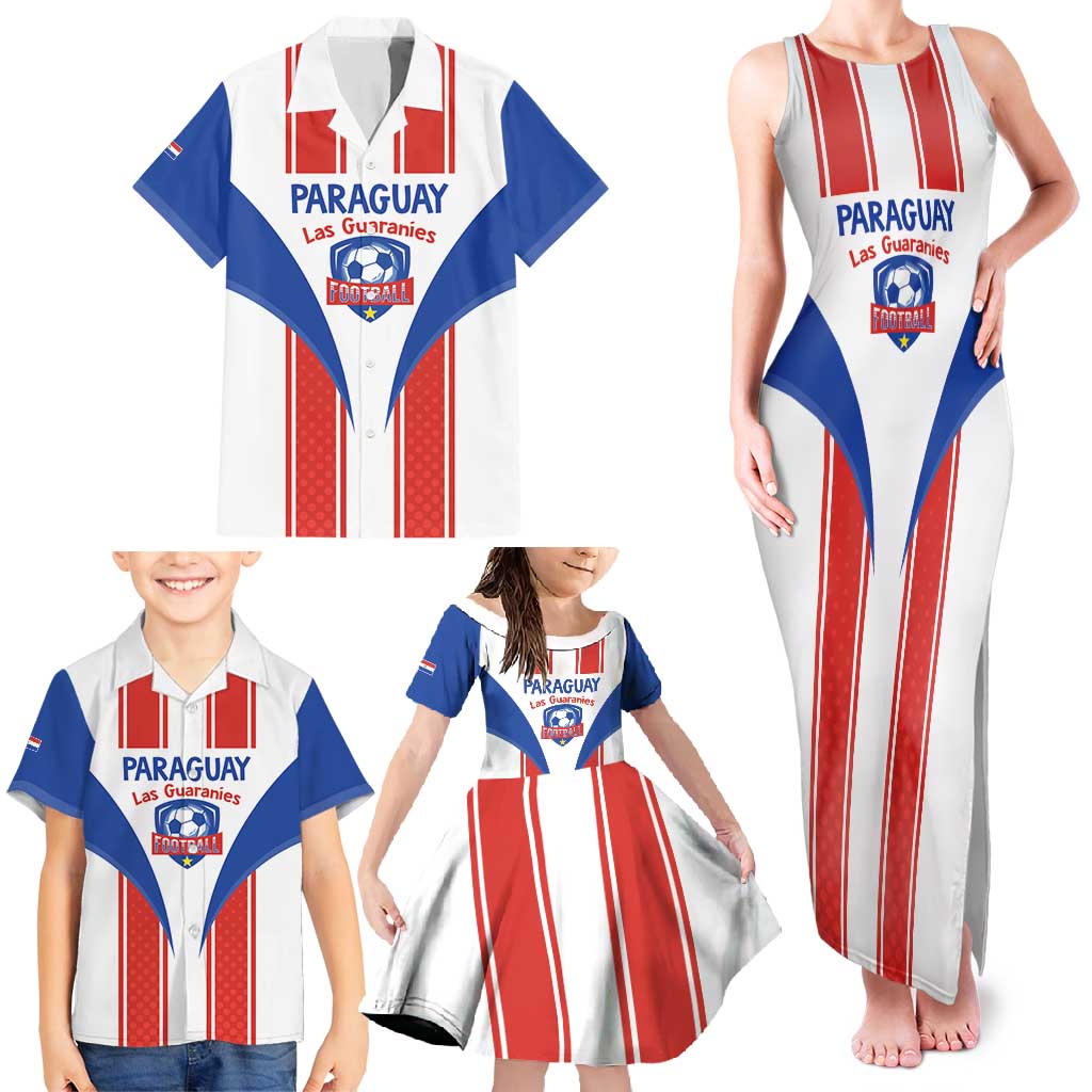 Custom Paraguay Football Family Matching Tank Maxi Dress and Hawaiian Shirt Come On Las Guaranies - Wonder Print Shop