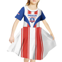 Custom Paraguay Football Kid Short Sleeve Dress Come On Las Guaranies - Wonder Print Shop