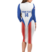 Custom Paraguay Football Long Sleeve Bodycon Dress Come On Las Guaranies - Wonder Print Shop