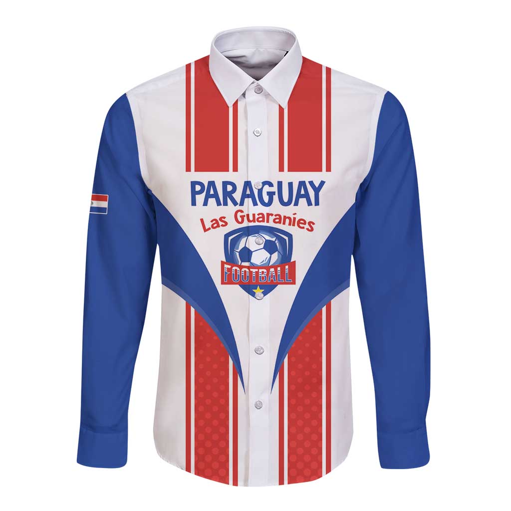 Custom Paraguay Football Long Sleeve Button Shirt Come On Las Guaranies - Wonder Print Shop