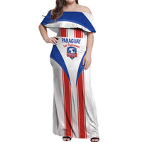Custom Paraguay Football Off Shoulder Maxi Dress Come On Las Guaranies - Wonder Print Shop
