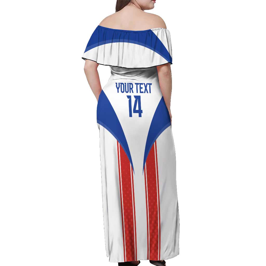 Custom Paraguay Football Off Shoulder Maxi Dress Come On Las Guaranies - Wonder Print Shop