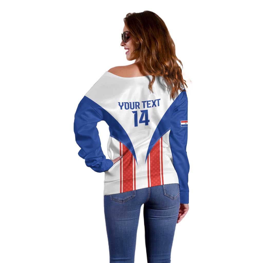Custom Paraguay Football Off Shoulder Sweater Come On Las Guaranies - Wonder Print Shop