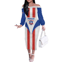 Custom Paraguay Football Off The Shoulder Long Sleeve Dress Come On Las Guaranies - Wonder Print Shop